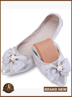 Foldable Ballet Flats Rhinestone Pointed Toe Slip On Comfort Work Loafers